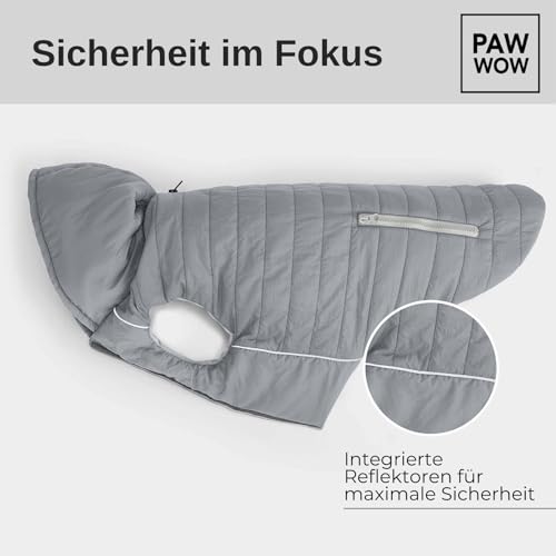 PAW WOW IMMI Hundejacke | Hundemantel | Jacke für kleine, mittelgroße und große Hunde für kalte Tage (Grau, L)