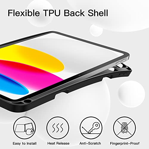 Image of JETech Cover Case for iPad (A16) 11th /10th Generation (2025 /2022) with Pencil Holder, Slim Tablet Cover with Soft TPU Back, Auto Wake /Sleep (Black)
