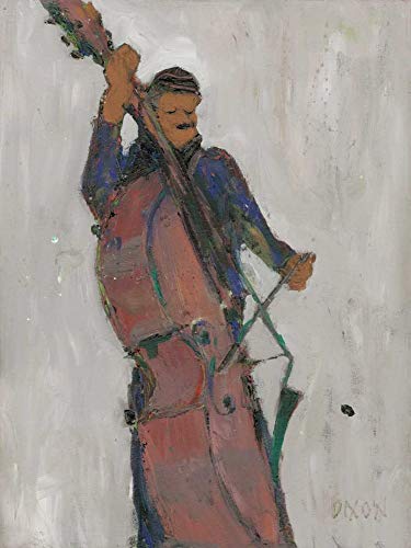 L'homme derrière la basse par Samuel Dixon, œuvre d'art figurative sur toile pour mélomanes