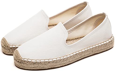 Image of Women's Classic Slip on Flat Shoes Casual Cap-Toe Platform Simple Espadrille Canvas Loafers