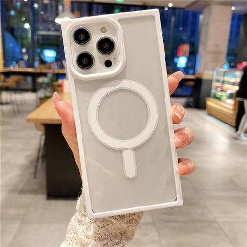 Étui magnétique blanc ENILSA de protection pour iPhone 11 en cadre couleur carrée