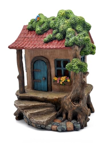 Marshall Home & Garden Rustic Tree House - Multicolor Resin Miniature Figurine for Fairy Garden, 4 x 1 Inch, MG517