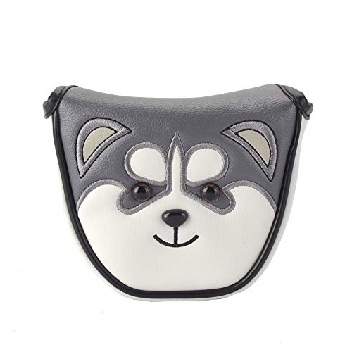 GOOACTION Husky Golf Heel Shafted Mallet Putter Head Cover Magnetic Closure Design Synthetic Leather Animal Golf Clubs Headcover