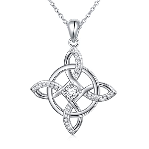 925 Sterling Silver Good Luck Irish Celtic Knot Pendant Necklace for Women Jewelry Gift