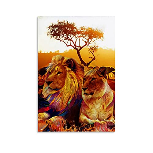 ZXCMNB Lion Sunset Canvas Art Poster and Wall Art Picture Print Modern Family Room Decor Poster 12 x 18 Inches (30 x 45 cm)