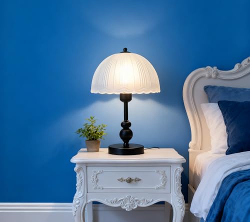 ZSSYLLZ Vintage Desk Lamp -Metal Black Table lamp with Frosted Glass,3 Color Temps 14