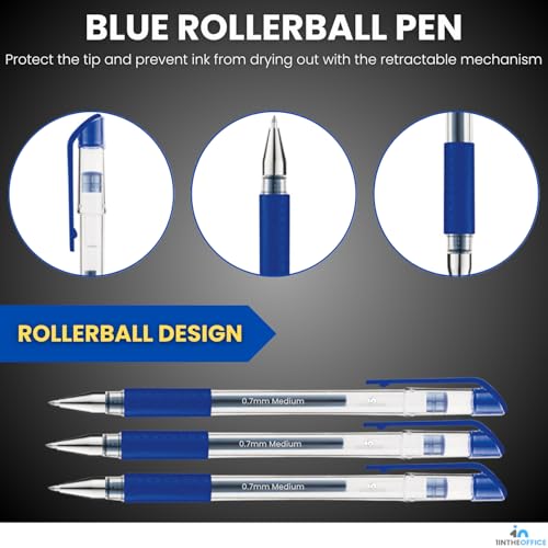 Bolígrafo 1InTheOffice Gel Azul Medio 0.7 mm Pack 24 miniatura 3