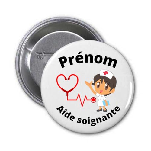 Badge aide-soignante personnalisé avec prénom Cadeau aide-soignante Broche infirmière mignonne Accessoire médical