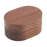 KAJNBN Caja de Madera de Nogal Negro para Anillos, Estuche Decorativo Retro para Guardar y Embalar Joyas, Caja de Almacenamiento para Anillos, Boda, Compromiso y Regalos, 1 Unidad