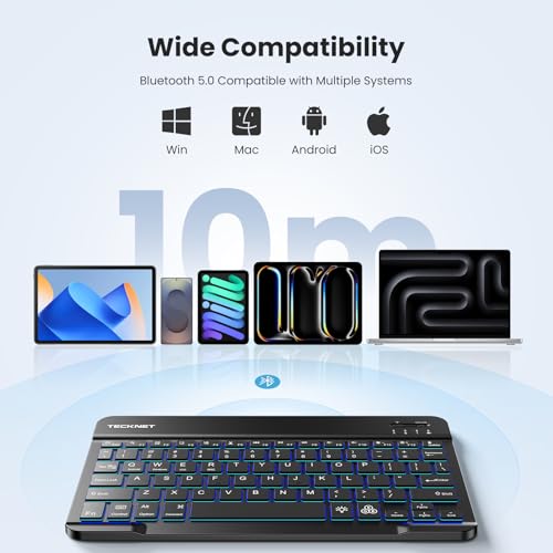 Teclado Bluetooth alemán recargable con iluminación LED para iPad y Android 6