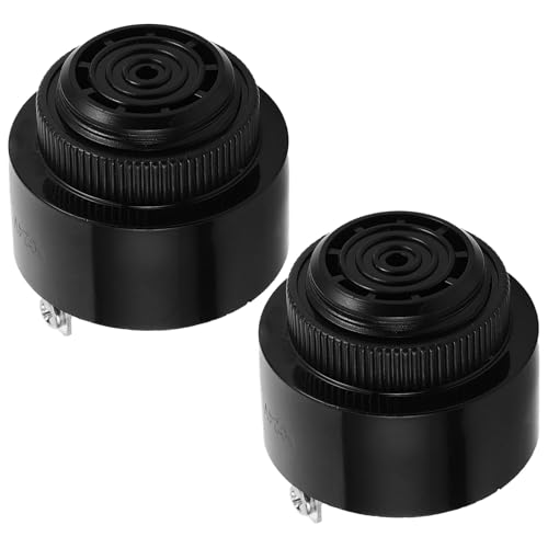BEBEMOKO Zumbadores Activos Sfm380 12v/24v Diseño de Alta Alerta y Pitido Continuo, 2piezas de Plástico Negro para Sistemas de Alarma de Automatización