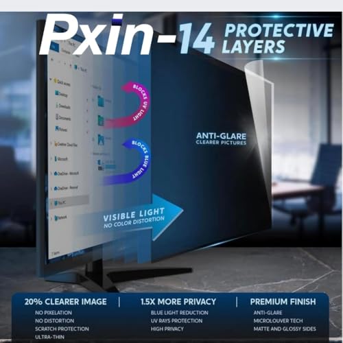 Image of Pxin 15.3 Inch (16:10) Laptop Privacy Screen Protector | Digital Eyecare Filter | 99% UV (A /B /C) Block | Anti Glare | Side View Blocker | Adv. Laptop Privacy Protector