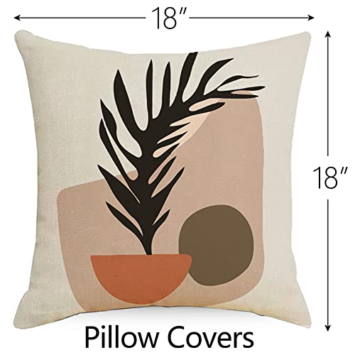 Throw Pillow Covers 18X18 Set Of 4 Boho Decorative Outdoor Pillows Nature Abstract Plant Leaf Modern Art Pillow Cases For Living Room Couch Sofa Square Accent Cushion Case Farmhouse Spring Home Decor #TOP2