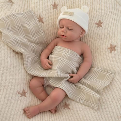 AMZBB 18 Inch Silicone Reborn Baby Doll with Drink & Wet Function Realistic Full Silicone Newborn Baby Doll Boy for Kids Therapy Or Gift