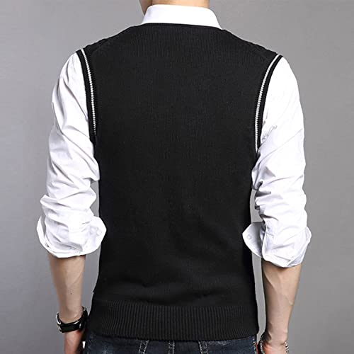 Mens Cable Knit Sleeveless Sweater Vest V Neck Pullover Tank Soft Slim Knitwear for Office Wear Fall Winter Vests4