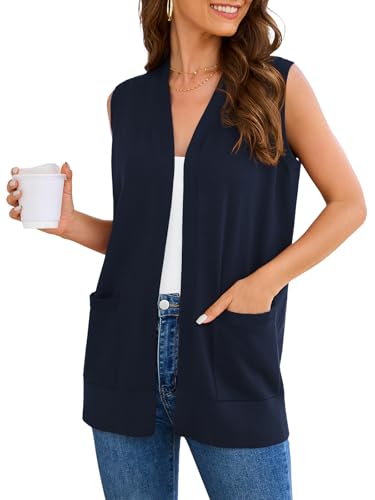 Women's 2025 Long Sleeve Cardigan Sweaters Fashion Casual Soft Knit Business Coat Vest with Cozy Pockets (S-3XL)