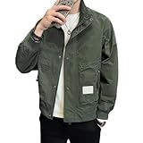Ying Men Jacket Men Classic Comfortable Solid Color Jacket Men Sport Casual Jacket Men Fashion Trend Zip Jacket Men Long Sleeve Jacket H-Army Green L