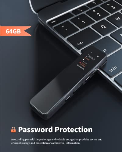 BliMySwe 64GB Diktiergerät Mini mit Wiedergabe, Aufnahmegerät mit Mikrofon, Digitaler Sprachrekorder mit Rauschunterdrückung, HD-Aufnahme, Sprachgesteuertes Aufnahmegerät Diktiergeräte Sound