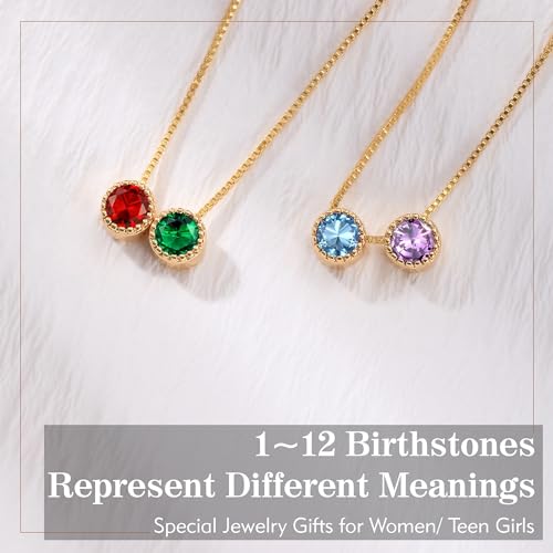 Birthstone-Necklace-for-Women-Birthday-Gifts-for-Women-14K-Gold-Necklaces-for-Teen-Girls-Dainty-1-to-12-Birthstone-Christmas-Gift-Stocking-Stuffers-Valentines-Mothers-Day-Jewelry