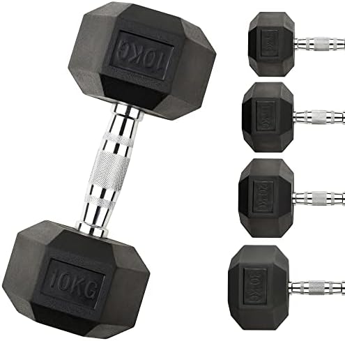 Northern Hex Dumbbell Set Rubber Heavy Weights with Metal Handles...