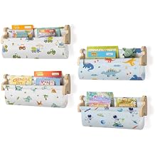 Floating Book Shelves for Wall Set of 4 Wood Nursery Bookshelves for Kids Room 16.9 Inch Kids Bookshelf for Books Toys and Decor,Wall Mounted Storage for Baby Boys Girls Bedroom Living Room