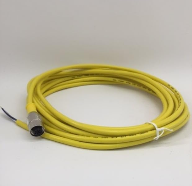 RADWELL Verified Substitute MQDC-415-SUB 4A, 4-Pole, 5M, Cord Set, Female Straight, M12, Nickel Brass, PVC, Substitute for Banner Engineering MQDC-415, Yellow