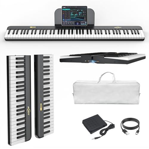 AiJoy 88 Keys Piano Keyboard with Magnetic Connection, ASP-10M Detachable Electric Piano for Beginners, Portable Digital Piano for Travel with Sensitive Keys, MIDI Support, Carry Bag