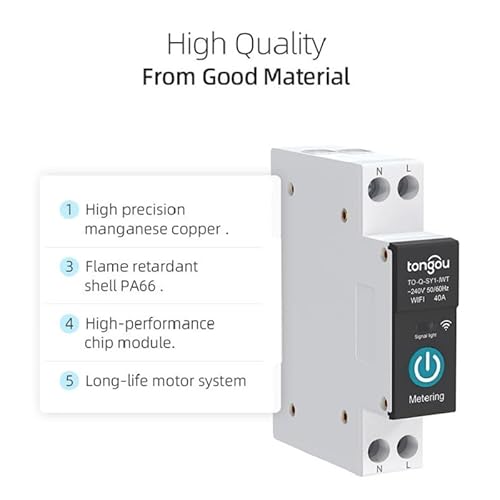 WIFI Leitungsschutzschalter mit Zeitschaltuhr für Smart Home, Wlan Schalter von TUYA APP, Smart Meter 1P Hutschiene 16A, Zeitschaltuhr, Echtzeit-Ansicht Verschiedener Stromdaten
