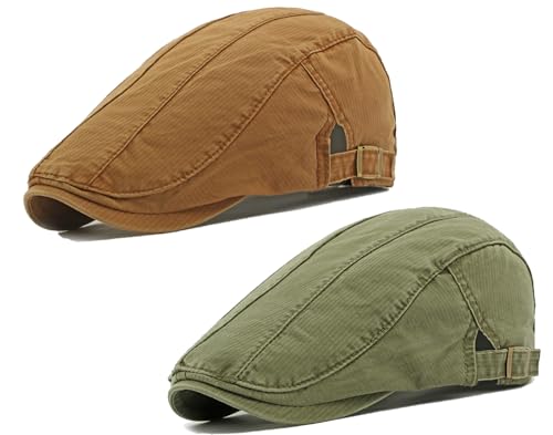 Image of Cotton Newsboy Cap for Men Flat Hats Adjustable Ivy Gatsby Driving Hat Cap