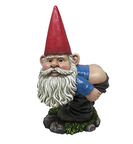 Dwk - Grin And Bare It - Naughty Cheeky Mooning Gnome Statue Indoor Outdoor Home Décor Garden Accessory Patio And Yard Accent, 13.5-Inch #TOP3
