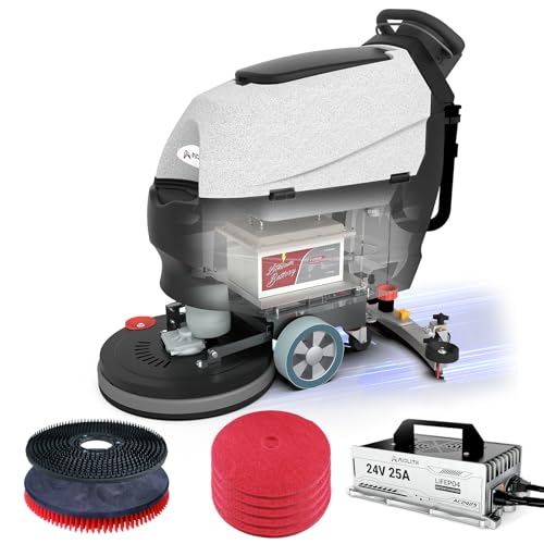 Aiolith AF2013 Walk-Behind Commercial Floor Scrubber, 20" Path, 5H Runtime,