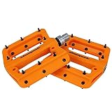 LSRRYD Fahrradpedale Nylon Composite Flatpedale 9/16 Inch Mountain Bike Pedale DU Bearing rutschfest Wasserdicht Anti-Staub Für MTB BMX Rennrad Fahrrad (Color : Orange)