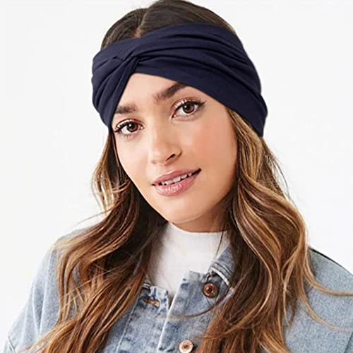 Image of DRESHOW 4 Pack Turban Headbands for Women Wide Vintage Head Wraps Knotted Cute Hair Band Accessories