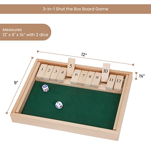 Shut The Box Juego de Mesa con Dados en Caja de Madera miniatura 2