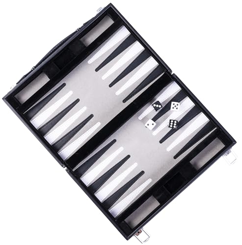 Set de Backgammon Premium 40 x 53 cm - Noir avec Points Blancs et Rouges écarlates