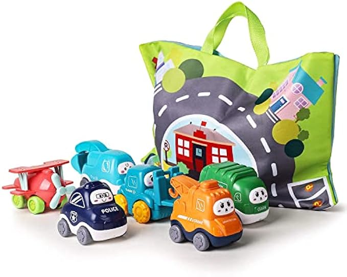 ALASOU Baby Truck Car Toy and Playmat Storage Bag(6 Sets)|Baby Toys 12-18 Months|Infant Toys for 1 2 3 Year Old boy Girl|1st Birthday Gifts for Toddler Toys Age 1-2