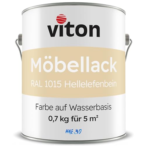 Viton Möbellack - 0,7 Kg (0,6 L) - Seidenmatt Beige - Möbelfarbe auf Wasserbasis - RAL 1015 Hellelfenbein