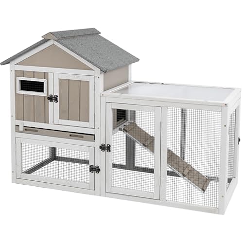 48" W Rabbit Hutch Indoor & Outdoor Rabbit Cage with Pull Out Tray