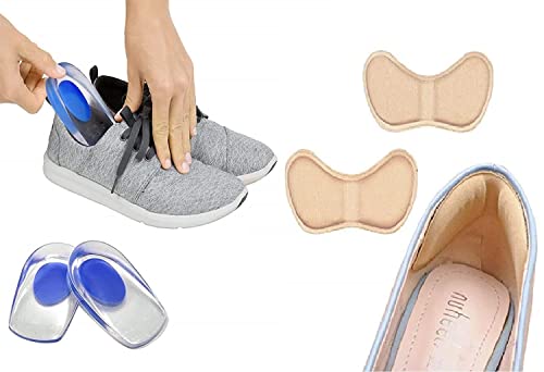 Image of Heel Pads Snugs for Shoe & Height Increase Insoles Shoe Insoles, Self-Adhesive Heel Grips Liner Cushion Inserts for Loose Shoes, Heel Pad for Heel Pain Men Women (Combo)