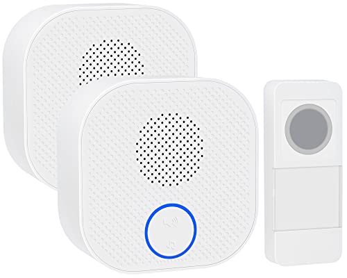 SURNICE Waterproof Wireless Doorbell, Operating at over 1000ft with 4 Volume Levels, Door Bell Chime Kit with 38 Chimes & LED Flash, 2 Receivers Can Have Different Tones(Battery Version)