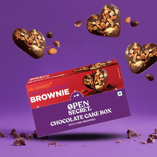 Image of Open Secret Chocolate Brownie Gift Box | 5 Mini Gourmet Brownies | Assorted Chocolate Dessert Hamper | Festive Sweets & Holiday Treats for Gifting | Premium Chocolate Cake Bites