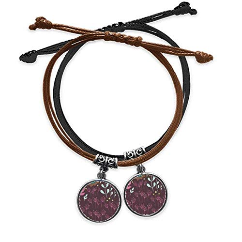 Bracelet Cuir Double L'usine de Peinture Sombre Fleur DIYthinker