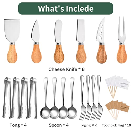 19 Pcs Charcuterie Accessories, Cheese Knives Charcuterie Board Accessories Charcuterie Utensils Set, Cheese Forks Small Tongs For Charcuterie Board, Cheese, Jam And Wedding Christmas #TOP1
