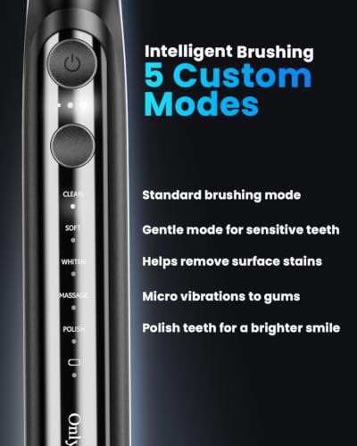 Image of Onlyone Electric Toothbrush for Adults, Rechargeable Electric Toothbrush with 8 Brush Heads, Travel Case, Charging Base & Wireless Charging - 5 Modes with Smart Timer