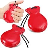 Motionchic 2 Pack Spanish Castanets Flamenco with String Traditional Wood Hand Percussion Castanets for Adults...
