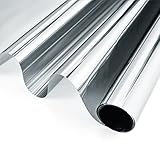 Spiegelfolie Fenster Sichtschutz, Fensterfolie von Innen Durchsichtig von Aussen Blickdicht - Sonnenschutzfolie Fenster Innen & Außen, Für Büro Wohnzimmer Oder Schlafzimmer(44.5X200)