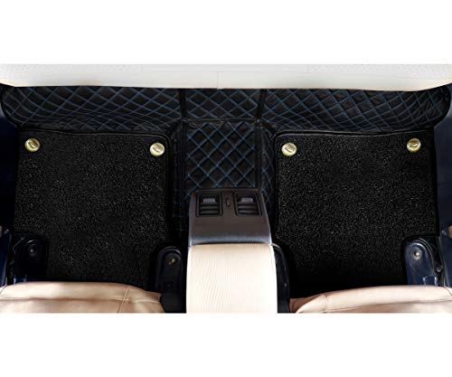 Image of Autofurnish Luxury 7D Car Mat Full Set for Hyundai Creta 2015-19 || Luxury Leather Dual-Stitch Full Set 7D Car Floor Mat || 100% Waterproof || Color : Black Blue