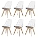 DORAFAIR Set di 6 Pranzo/Ufficio Sedia con Gambe in Faggio Massiccio e Morbido Cuscino di Stoffa,Sedie Cucina Moderne Scandinavo Design Sedia da Pranzo,Grigio Trasparente