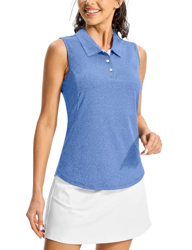 Image of BGOWATU Women's Golf Shirts Sleeveless Polo Shirts Collared 3 Buttons Tennis Tank Tops UV Protection Quick Dry