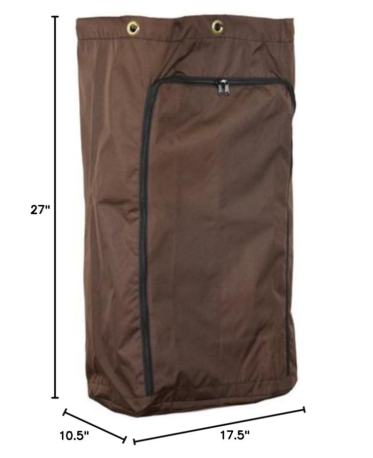American Supply Replacement Housekeeping Cart Bag w/ 6 Solid Brass Grommets & Front Zipper 10.5"Wx17.5"Dx27" Long